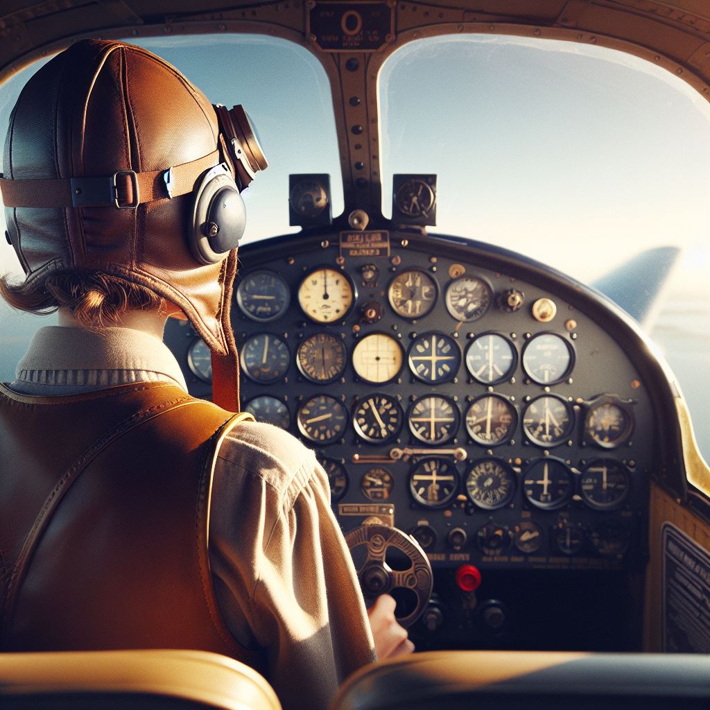 Amelia piloting a plane